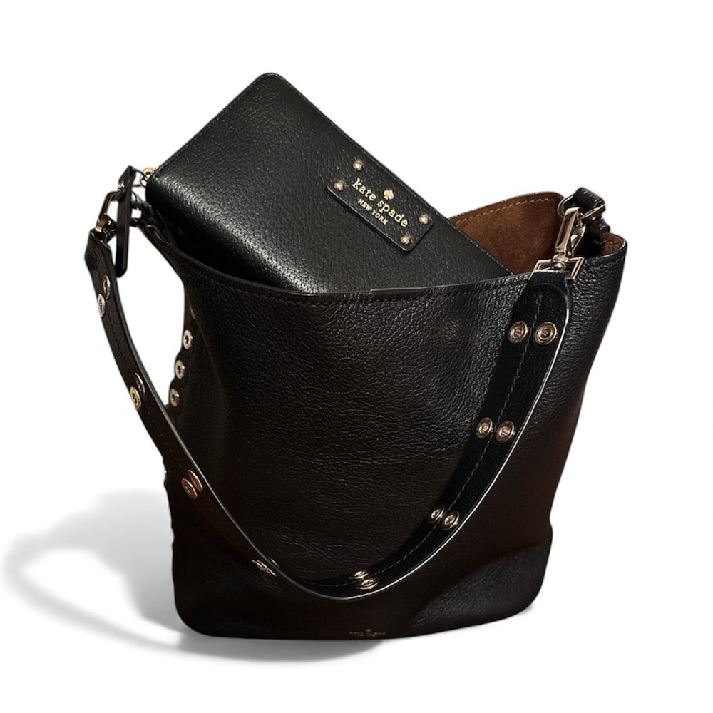 Kate Spade Black Studded Shoulder Bag & Wallet
